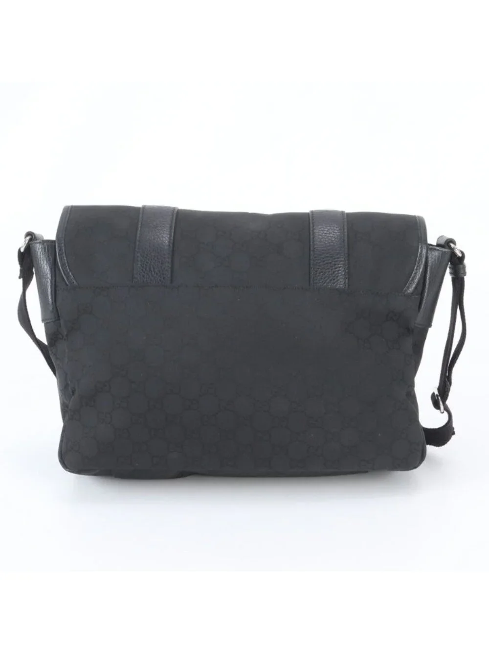 Gucci GG Canvas Leather Shoulder Bag Crossbody Messenger Black